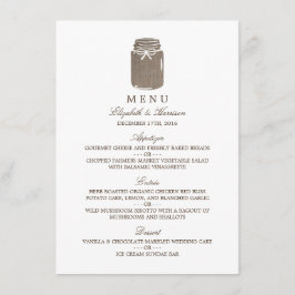 Menu de Casamento Rustic Burlap Mason Jar