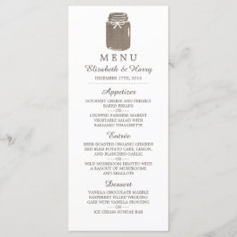 Menu de Casamento Rustic Burlap Mason Jar