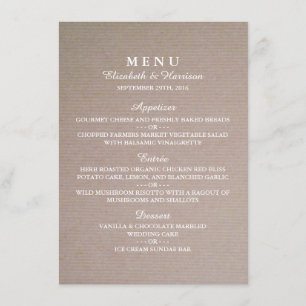 Menu de Casamento Rustic Country Kraft
