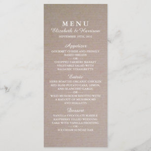 Menu de Casamento Rustic Country Kraft