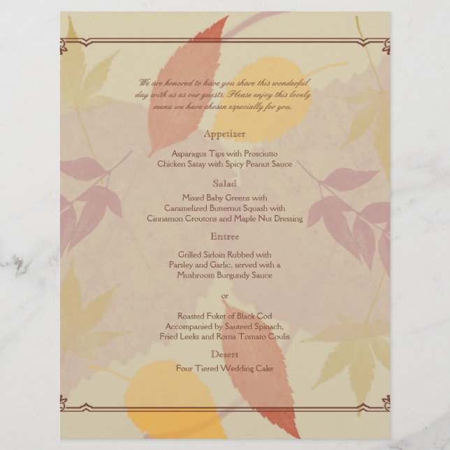 Menu de Casamento Rustic Fall Deixa (Frente)