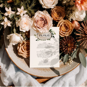 Menu de casamento Rustic Flor and Stag Anders