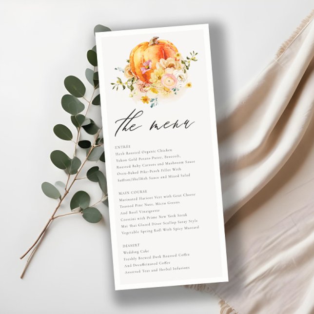 Menu de Casamento Rustic Floral Orange Autumn Pump (Criador carregado)