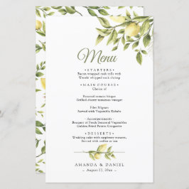 Menu de Casamento Rustic Greenery Lemons