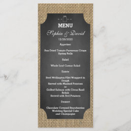 Menu de Casamento Rustic Mason Jar Burlap