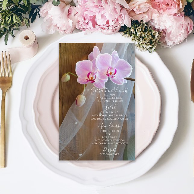 Menu de Casamento Rustic Orchid Elegance Barn (Criador carregado)