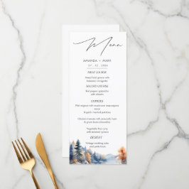 Menu de Casamento Rustic Pine Trees Adventure