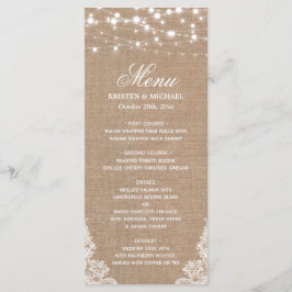 Menu de Casamento Rustic Shabby | Luzes de cordas