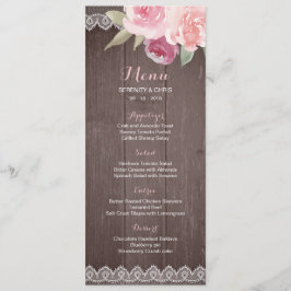Menu de casamento Rustic Watercolor Flace Lace