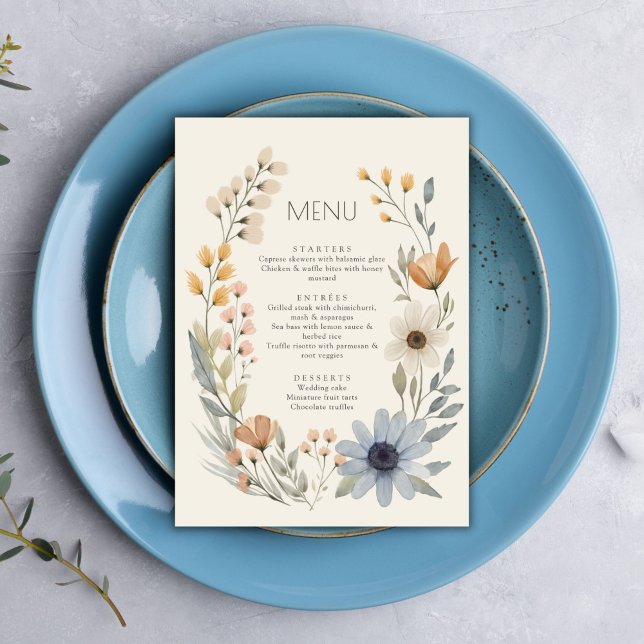 Menu de Casamento Rustic Wildflower Wreath Garden (Criador carregado)