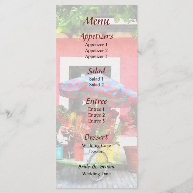Menu de Casamento San Juan Carrinho Flor (Frente)