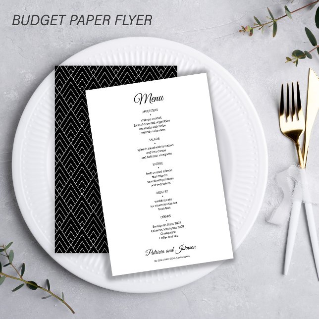 Menu de casamento simples branco elegante (Criador carregado)