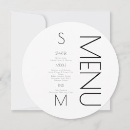 Menu de Casamento Simples Branco Preto Monograma