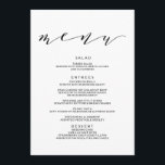 Menu de Casamento Simples da Caligrafia Românica<br><div class="desc">Lindos convites para caligrafia romântica em tendência, com letras manuais e tipografia simples de scripts. A magnífica tipografia e todo o texto preto fazem com que esta design se destaque. Estes simples convites de romance são modernos e clássicos com um toque chic, mas tradicional.</div>