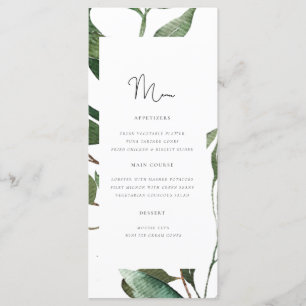 Menu de Casamento Simples de Monograma de Folhagem