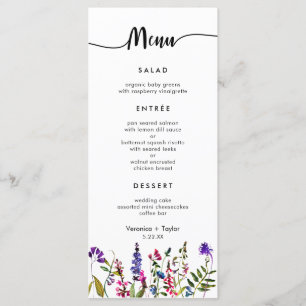 Menu de casamento Simples do 3 Cursos de Flor