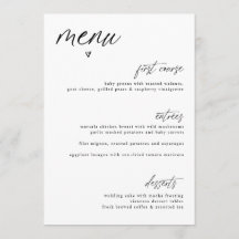 Menu de Casamento Simples do Coração de Diversão M
