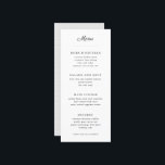Menu de Casamento Simples e Branco<br><div class="desc">Um menu simples e moderno de janto magro personalizável em preto clássico e branco. Uma cinza macia pontilhada para trás acentua qualquer definição de mesa ou lugar para uma ocasião formal. Estes menus parecem excelente em cada prato!</div>