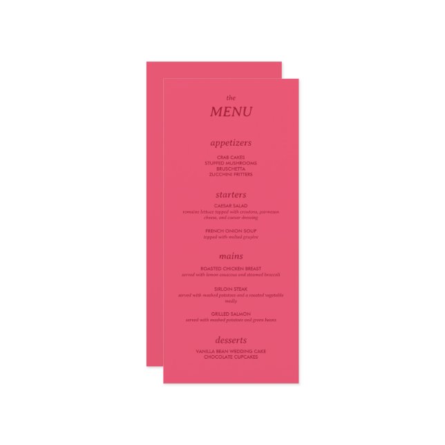 Menu de Casamento Simples e Simples Moderno Minima (Frente/Verso In Situ)