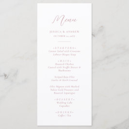 Menu de Casamento Simples Mínimo Pink e Branco Dus