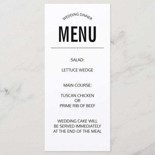 menu de casamento simples modelo personalizado pre (Frente)