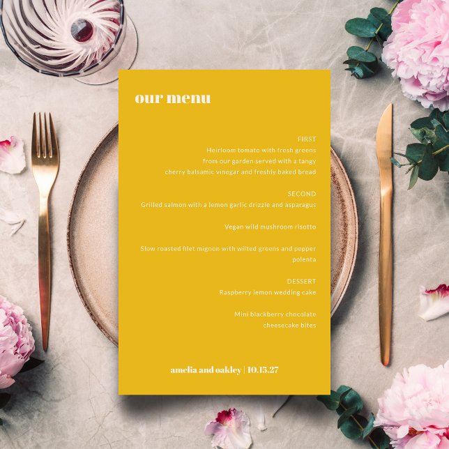 Menu de Casamento Simples Simples Amarelo Negrito (Criador carregado)