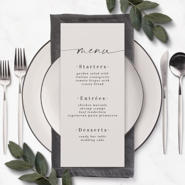 Menu de Casamento Sólido Simples de Gardenia Sólid (Criador carregado)