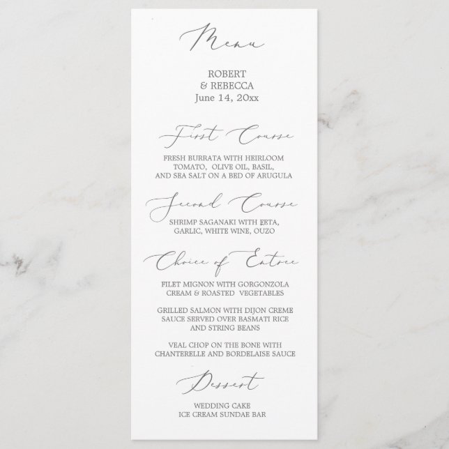 Menu de Casamento Suave e Elegante (Frente)