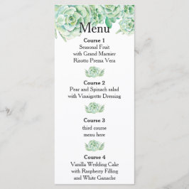 menu de casamento suculento com aquarela