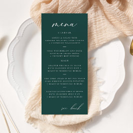 Menu de Casamento Teal de Script Elegante Moderno