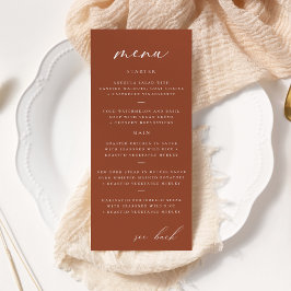 Menu de Casamento Terracotta do Script Elegante Mo
