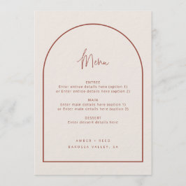 Menu de Casamento Terracotta Mínimo do Arch Modern