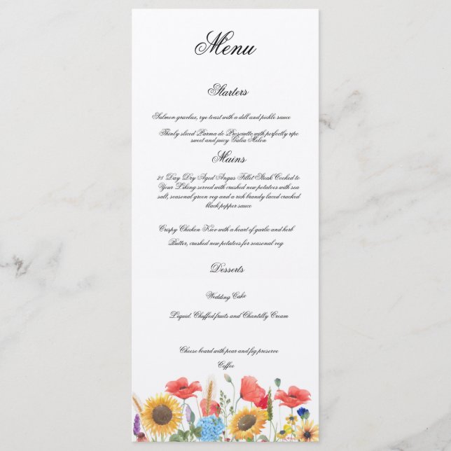 Menu de Casamento Totalmente Personalizável (Frente)