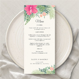 Menu de Casamento Tropical Floral Beach