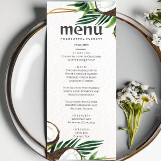 Menu de casamento Tropical Havaiana de Coconut