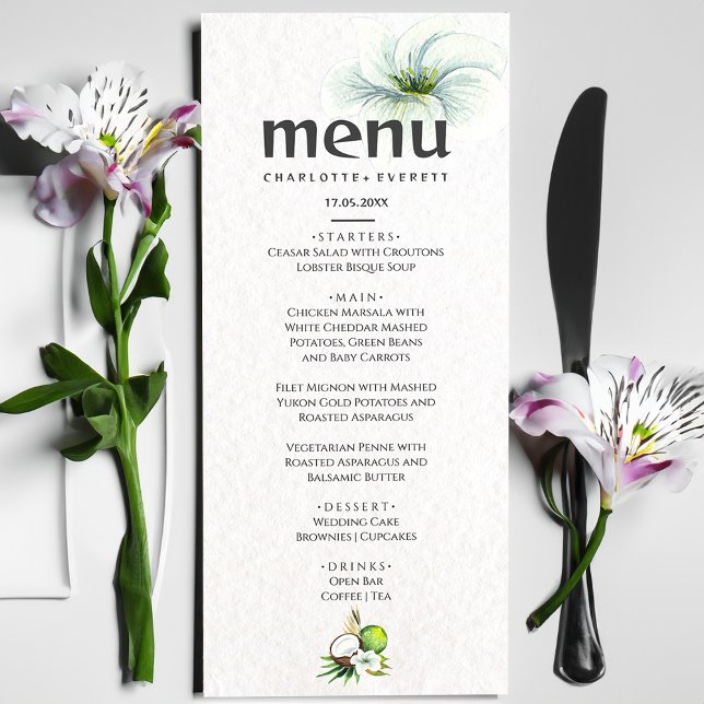 Menu de casamento Tropical Havaiana do Limão de Co (Criador carregado)