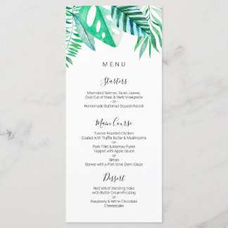 Menu de casamento tropical, tropical