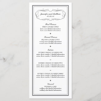 Menu de Casamento Tuxedo em Cinzas de carvão