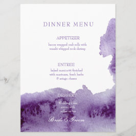 Menu de Casamento Ultra Violet Elegant Watercolor