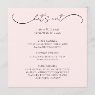 Menu de Casamento Único de Script Moderno Cor-de-R