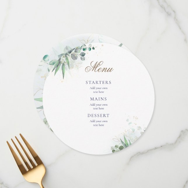 Menu de casamento verde (Frente/Verso In Situ)