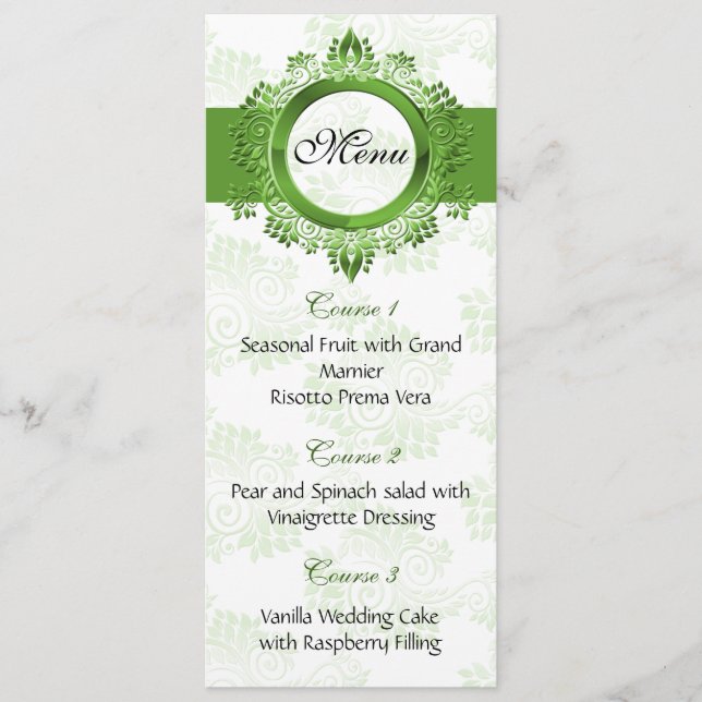 menu de casamento verde (Frente)
