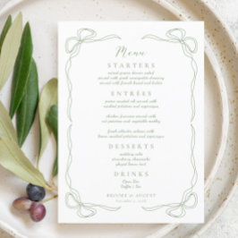 Menu de Casamento Verde Arco Desenho Mão