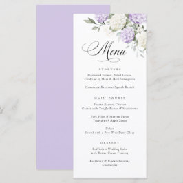 Menu de Casamento Verde com Hortênsia Roxa Elegant