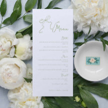 Menu de Casamento Verde de Arco Sage desenhado à M