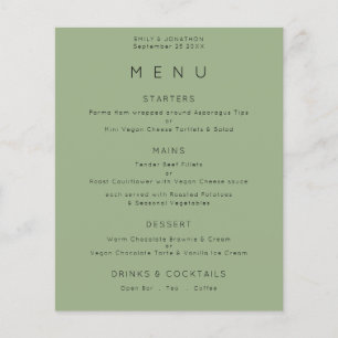 Menu de Casamento Verde de Sábio de Texto Simples