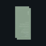 Menu de Casamento Verde de Sábio Simples Moderno<br><div class="desc">Este é o menu de "Modern Sage Green color Wedding", que irá adicionar um toque de elegância à sua decoração Festa de casamento, e as sombras de ferrugem e deserto serão excelente para Casamento outono. Todo texto é editável, basta clicar em 'Personalizar este modelo'. Itens correspondentes, incluindo o Conjunto de...</div>