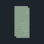 Menu de Casamento Verde de Sábio Simples Moderno<br><div class="desc">Este é o menu de "Modern Sage Green color Wedding", que irá adicionar um toque de elegância à sua decoração Festa de casamento, e as sombras de ferrugem e deserto serão excelente para Casamento outono. Todo texto é editável, basta clicar em 'Personalizar este modelo'. Itens correspondentes, incluindo o Conjunto de...</div>