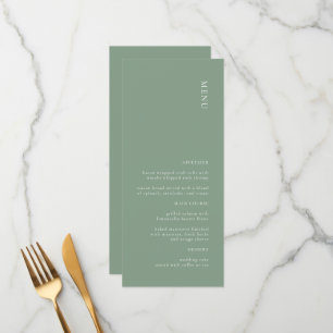 Menu de Casamento Verde de Sábio Simples Moderno