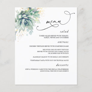 Menu de Casamento Verde Dourado